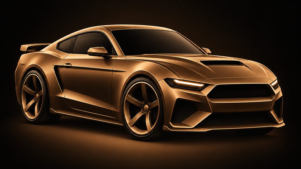 Bronze sports car on a dark studio background